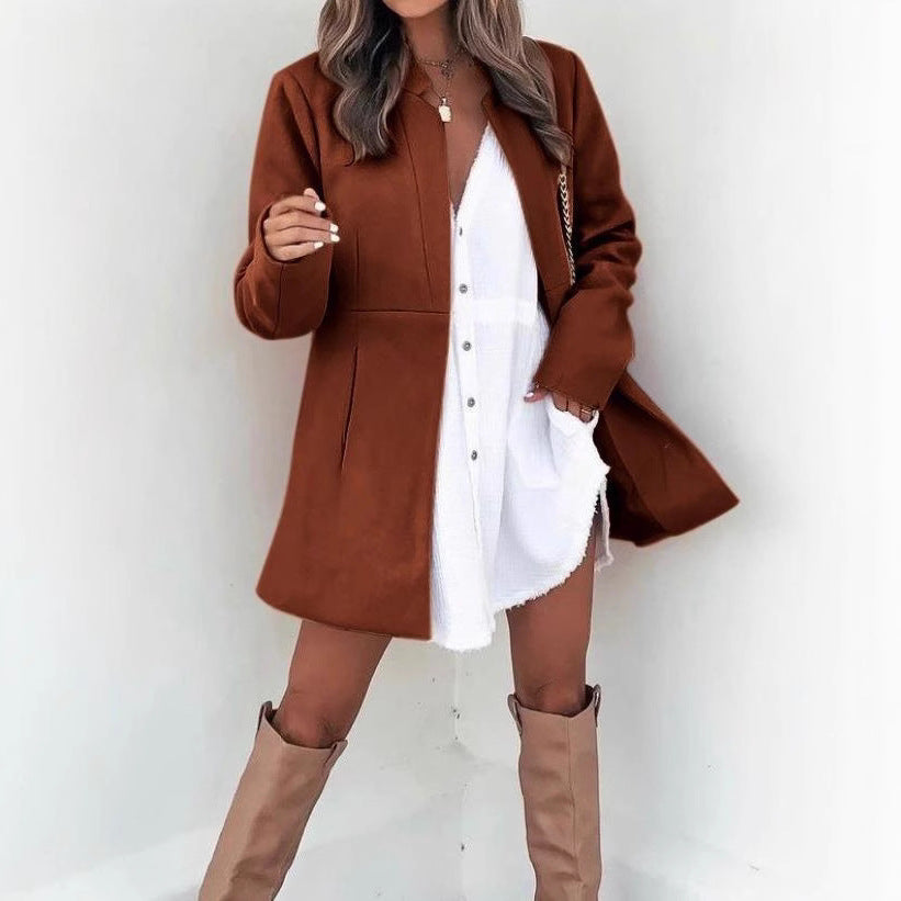 Damen Modische Übergangsjacke mit schlichten Linien und praktischen Taschen EB