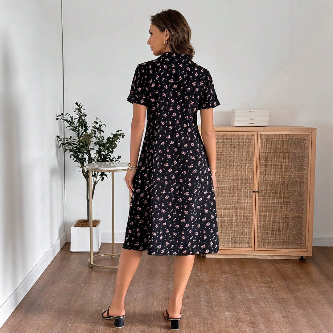 Damen Hemdblusenkleid mit floralen Details EB