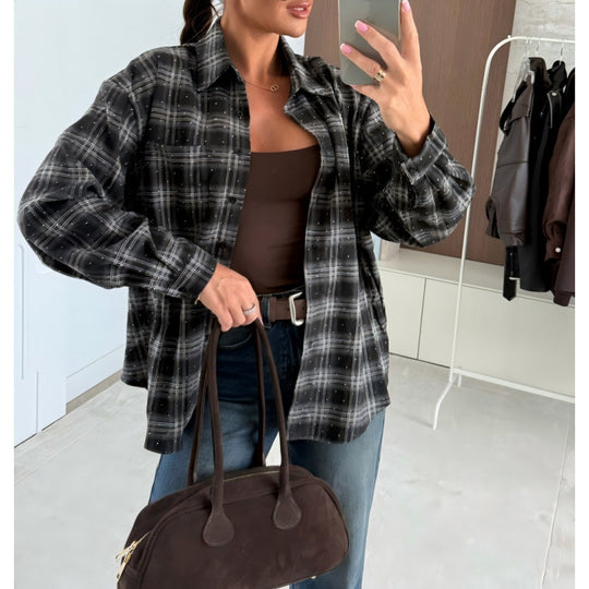 Damen Karierte Oversized-Hemd EB