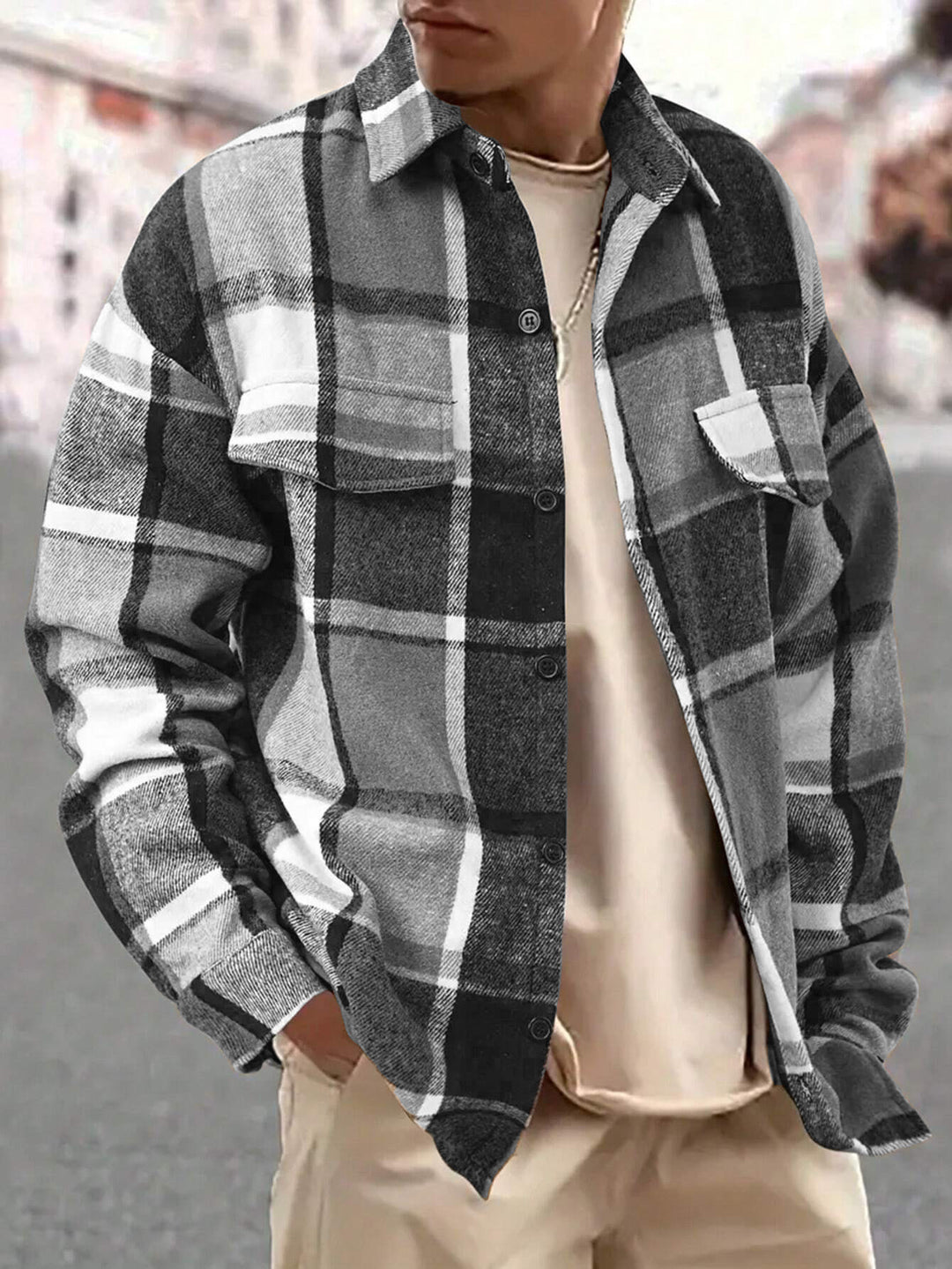 Herren kariertes Flanellhemd EB