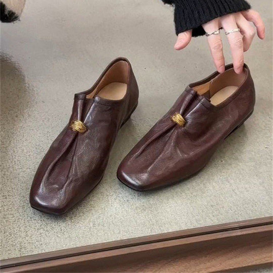 Damen elegante Mokassins mit dekorativen Falten und flexibler Sohle EB