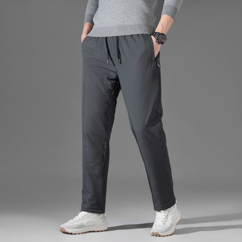 Herren leichte Travel-Jogginghose mit elastischem Bund, Kordelzug, verdeckten Reißverschlusstaschen und geradem Bein EB