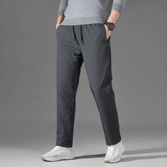 Herren leichte Travel-Jogginghose mit elastischem Bund, Kordelzug, verdeckten Reißverschlusstaschen und geradem Bein EB