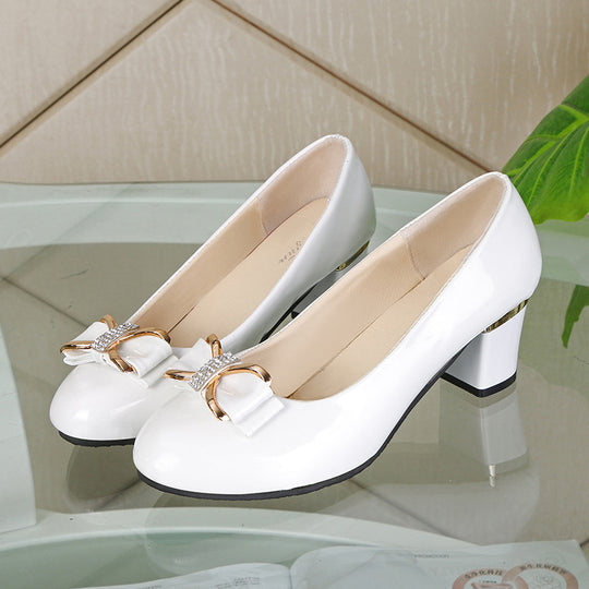 Damen Elegante Ballerinas mit glänzendem Obermaterial und schicker Schleifenverzierung EB