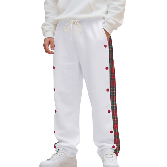 Herren nan Sweatpants mit seitlichem Karostreifen, Druckknopfleiste und Kordelzug EB