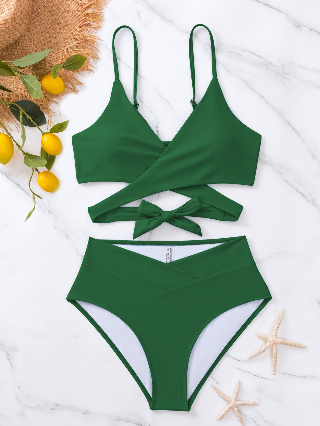 Damen Hochgeschnittenes Bikini-Set mit Wickeloberteil EB