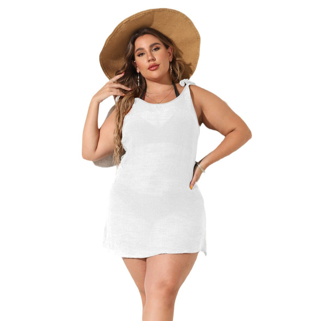 Damen luftiger Strandkleid mit besonderen Trägerdetails EB