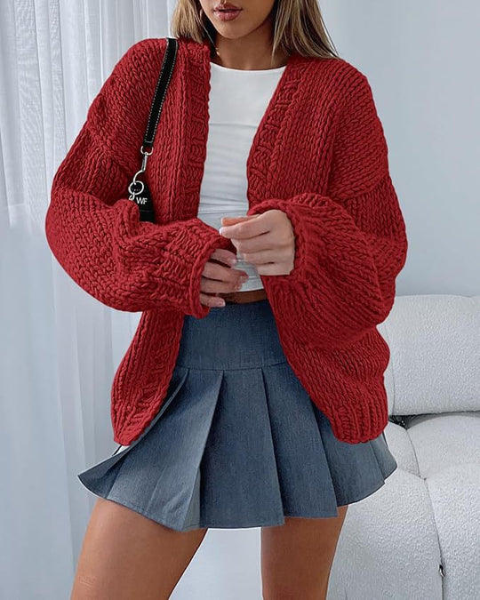 Damen Strickjacke mit voluminösen Ärmeln und offener Front EB