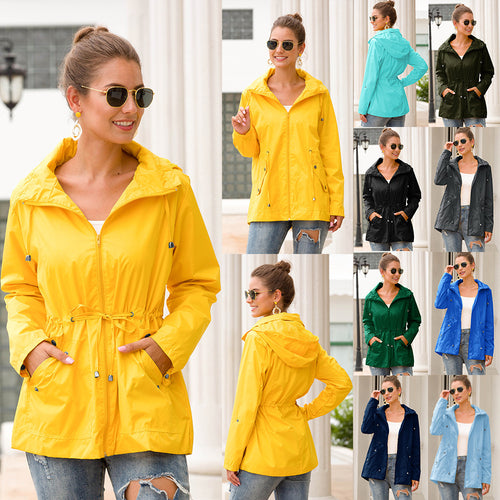 Damen leichte Übergangsjacke mit verstellbarem Taillenzug und praktischen Taschen EB