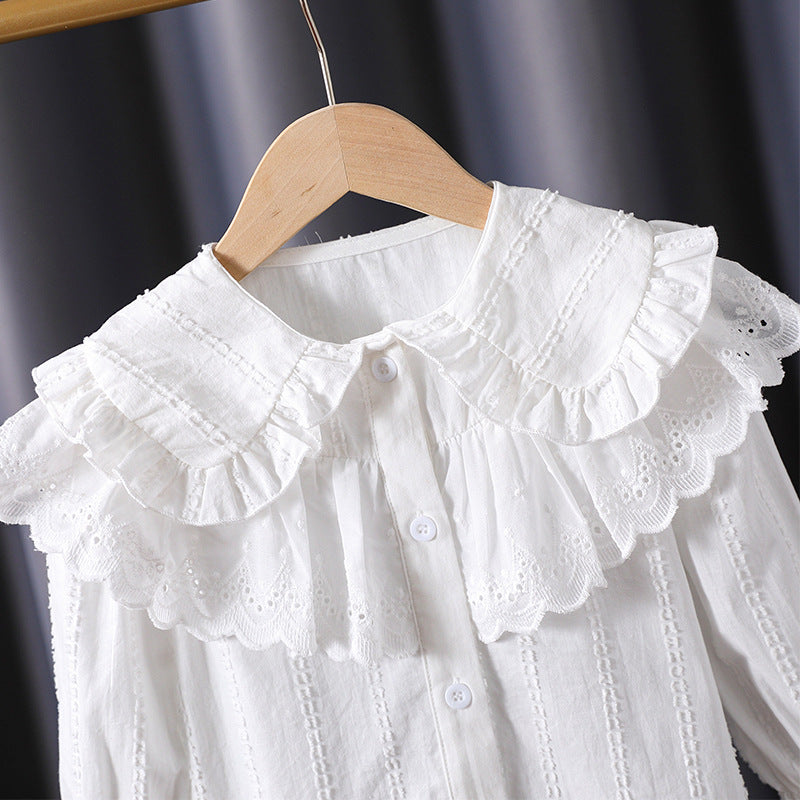 Mädchen Bluse mit Rüschendetails und Broderie Anglaise EB