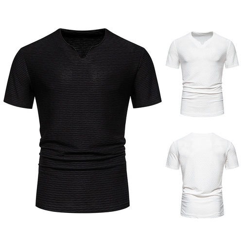 Herren V-Ausschnitt T-Shirt mit strukturiertem Design EB