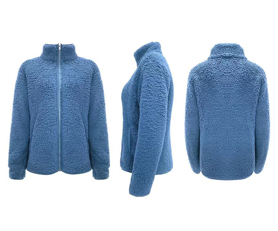 Damen Fleecejacke mit hohem Kragen und seitlichen Reißverschlusstaschen EB