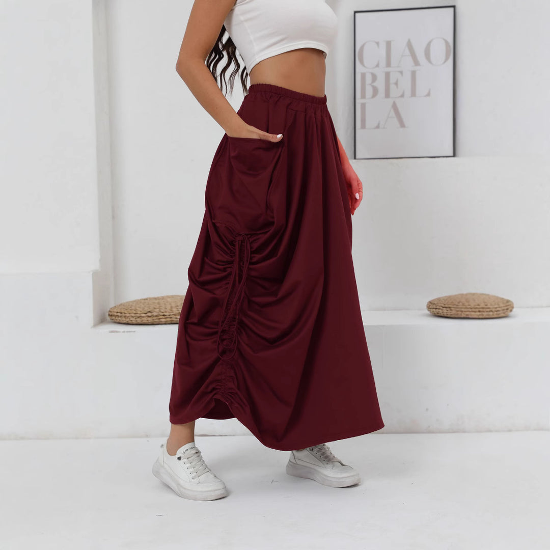 Damen Maxirock mit seitlichen Raffungen und praktischen Taschen EB