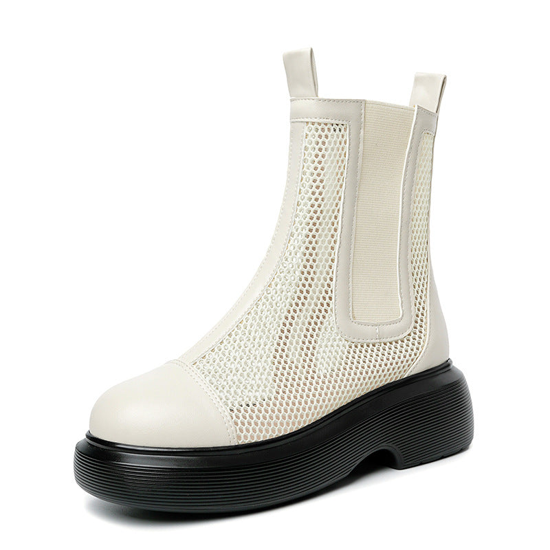 Damen Trendige Stiefeletten mit atmungsaktivem Netzdesign und robustem Plateau EB