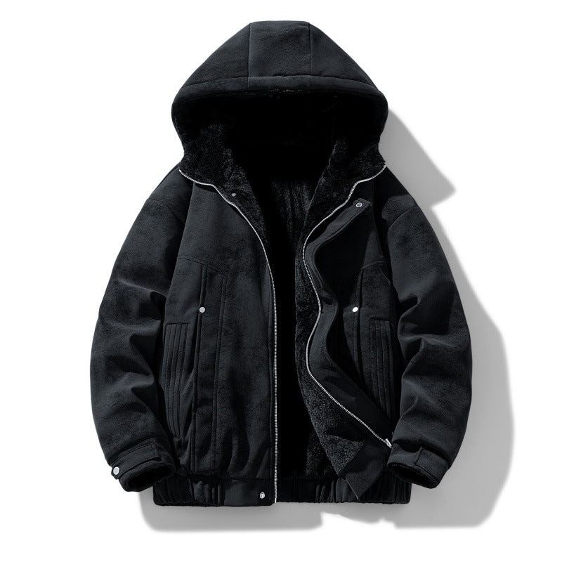 Herren Kapuzenjacke mit Teddyfutter und Kunstveloursoptik EB