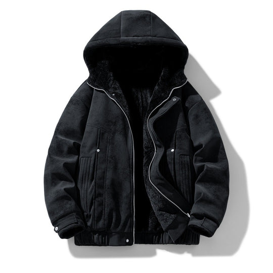 Herren Kapuzenjacke mit Teddyfutter und Kunstveloursoptik EB
