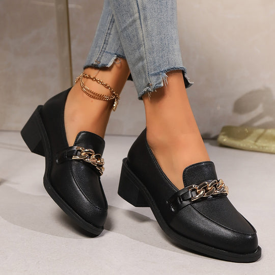 Damen Elegante Mokassins mit modischem Kettenbesatz EB