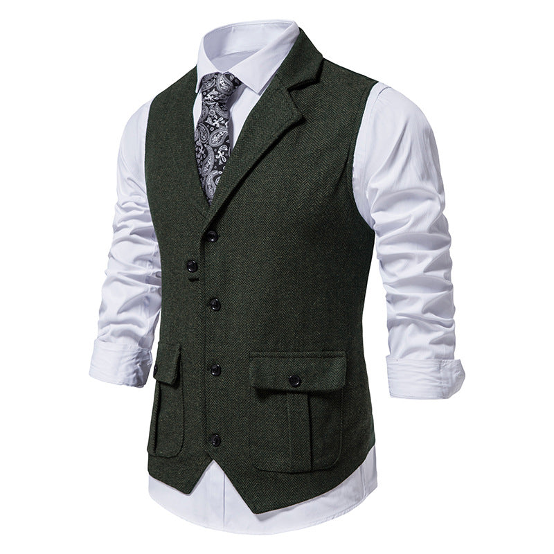 Herren Anzugweste aus hochwertigem Herringbone-Stoff EB