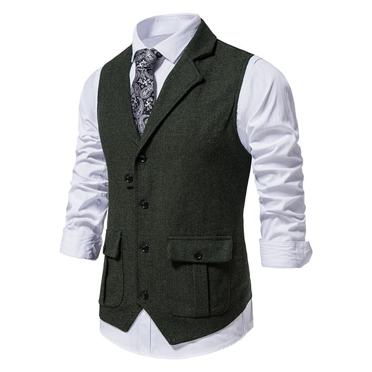 Herren Anzugweste aus hochwertigem Herringbone-Stoff EB