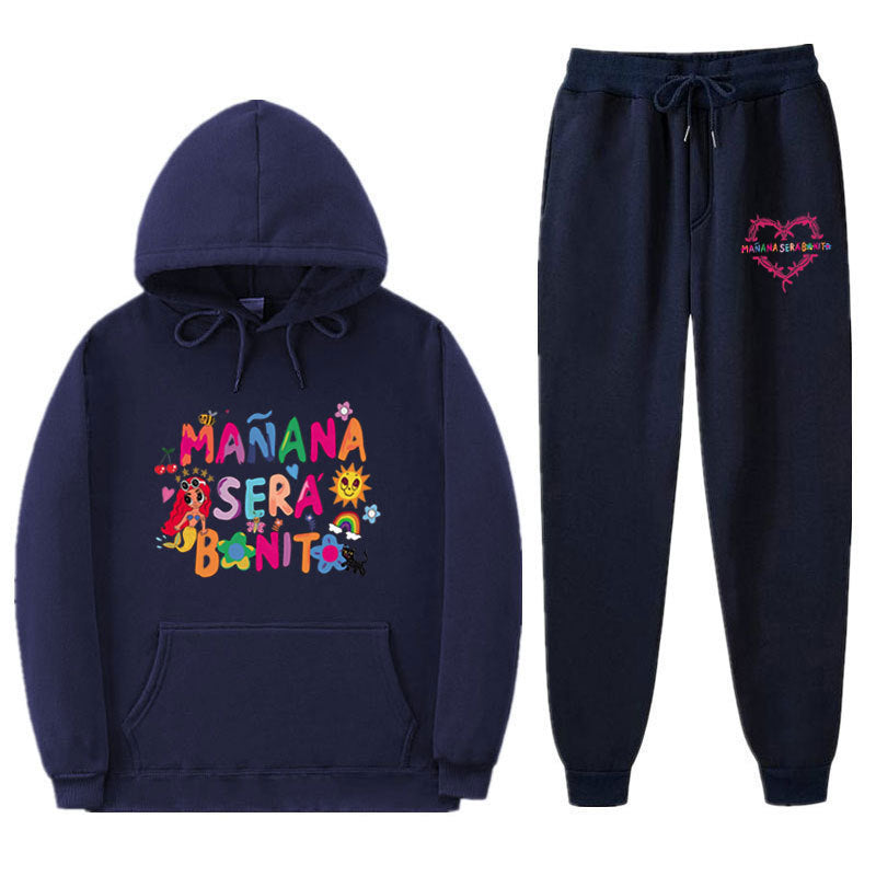 Damen Sweatshirt- und Jogginghose-Set mit buntem Aufdruck EB