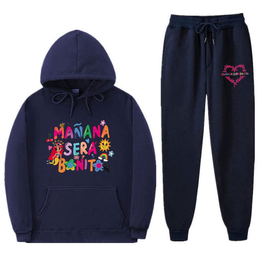 Damen Sweatshirt- und Jogginghose-Set mit buntem Aufdruck EB