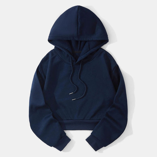 Damen nan cropped Kapuzenpullover mit weichem Fleece‑Innenfutter und elastischem Rippbund EB