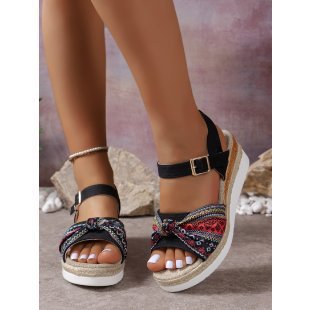 Damen modische Plateausandalen mit geflochtenem Riemendesign EB