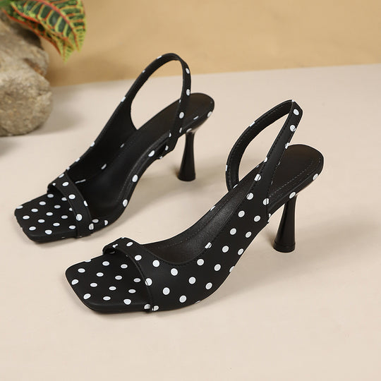 Damen Slingback-Pumps mit gepunktetem Design und elegantem Blockabsatz EB