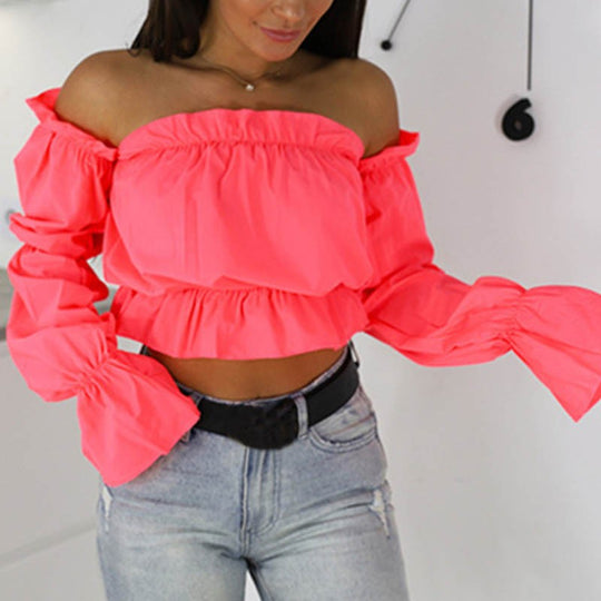 Damen Off-Shoulder Bluse mit Rüschendetails EB
