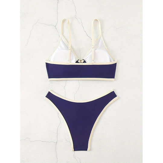 Damen Triangel-Bikini-Set mit elegantem Knoten und hohem Beinausschnitt EB
