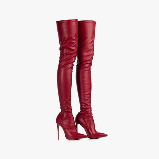 Femme Über-die-Knie Spitzenzehen Stiletto Stiefel EB