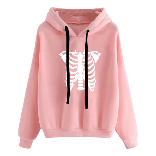 Damen nan lässiger Oversize Kapuzenpullover mit Herz‑und‑Pfotenprint, Kordelzug und gerippten Bündchen EB
