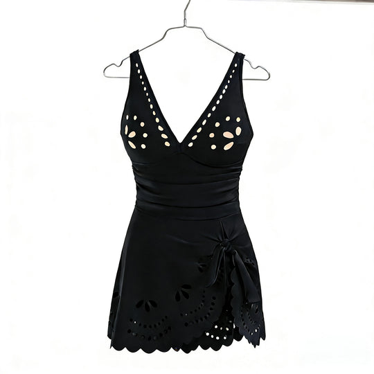 Damen Eleganter Badeanzug mit modischen Ausschnitten und Rüschendetails EB