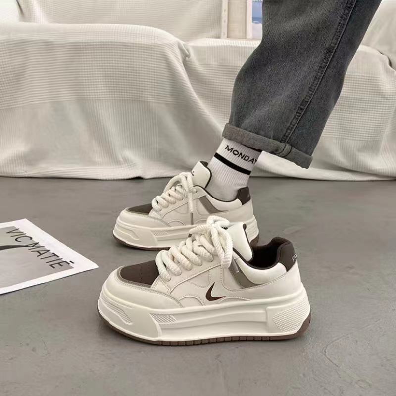 Damen modische Chunky-Sneaker mit dicker Dämpfung und elastischem Schnürsystem EB