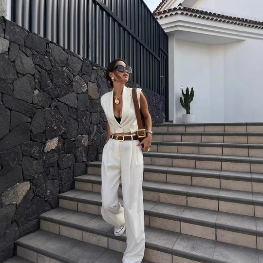 Damen Weite Palazzo-Hose mit eleganter Bundfaltenverarbeitung EB