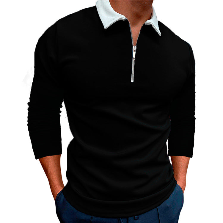Herren sportlicher Pullover mit 1/4 Reißverschluss und kontrastierendem Kragen EB