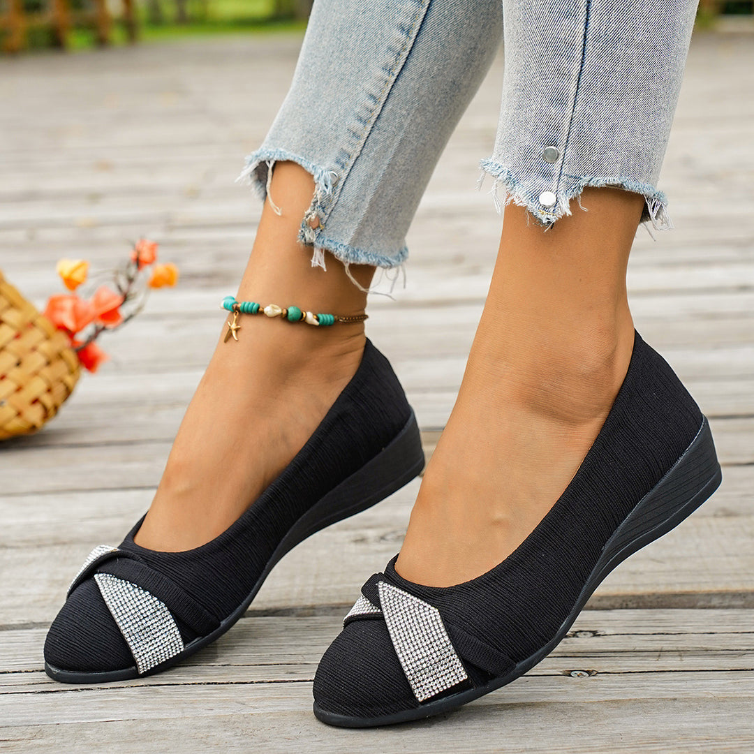 Damen Wedge-Ballerinas mit funkelnden Applikationen und komfortablem Fußbett EB