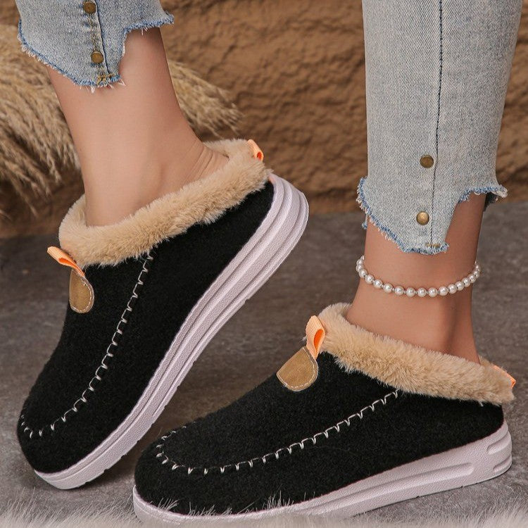 Damen Fluffy Hausschuhe mit rutschfester Sohle und kuscheligem Innenfutter EB
