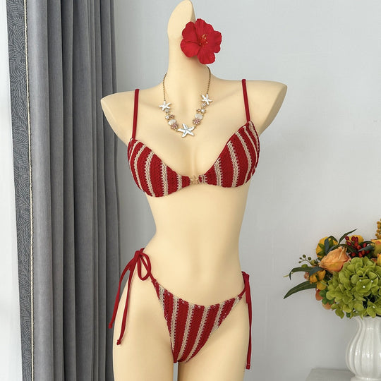 Damen Triangel-Bikini mit verspieltem Bindungsdesign EB