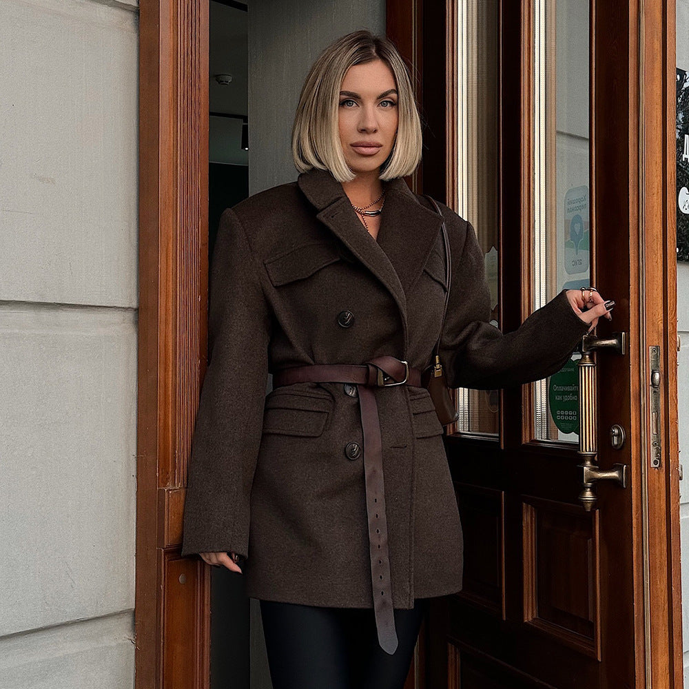 Damen Modische Oversized-Trenchjacke mit Karomuster EB