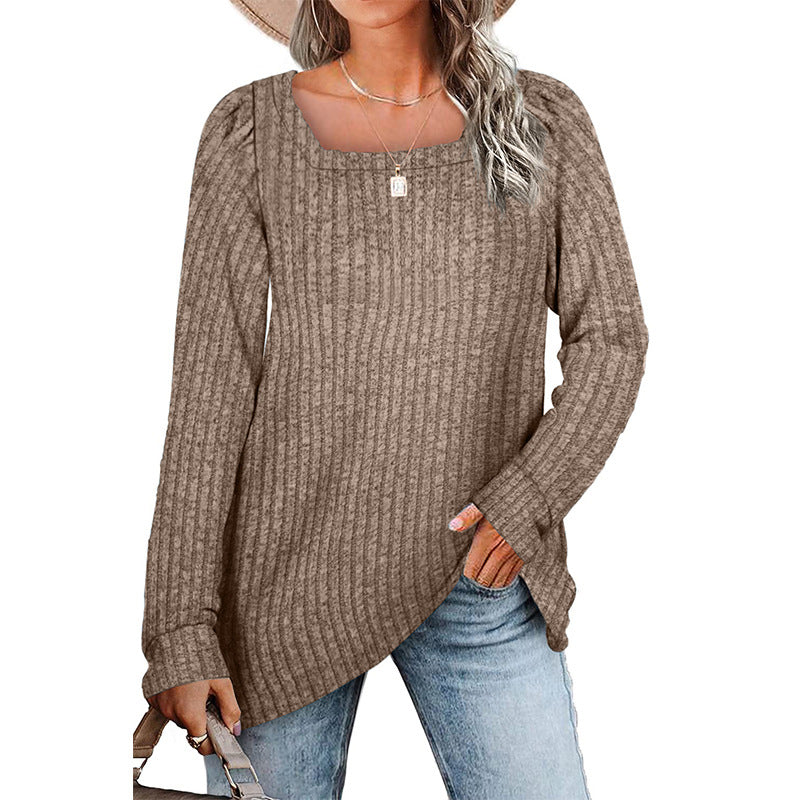 Damen lässiger Strickpullover mit weitem Schnitt und modernem Rippenmuster EB