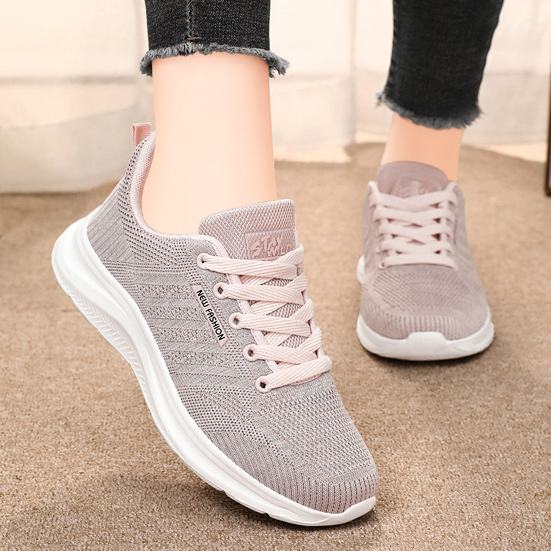 Damen nan gestrickter Schnür-Sneaker mit 3D-Strickobermaterial, verstärkter Zehenkappe und reaktiver EVA-Dämpfung EB