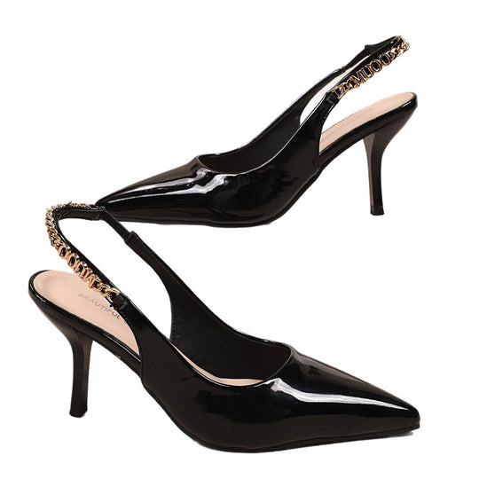 Damen Elegante Slingback-Pumps mit funkelndem Kettenakzent EB