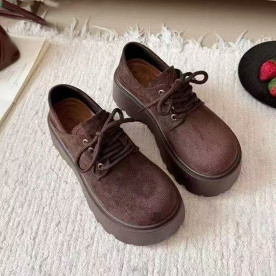 Damen Plüschgefütterte Platform-Schuhe mit lässigem Schnürdesign EB