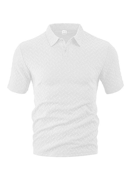 Herren nan kurzärmeliges Poloshirt mit eingeprägter Zickzackstruktur und klassischem Hemdkragen EB
