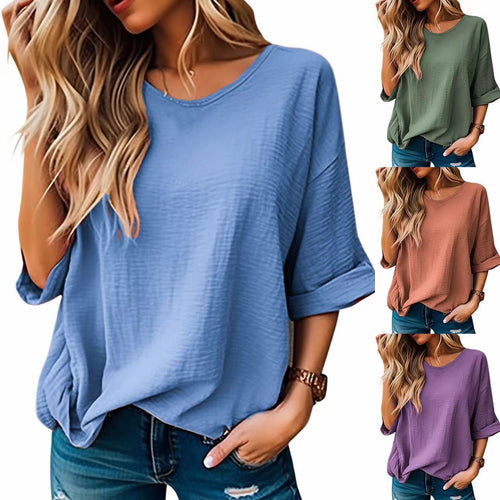 Damen Lässiges T-Shirt mit lockerer Passform und kurzem Arm EB