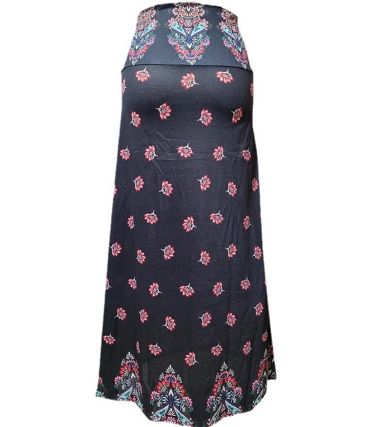 Damen nan Maxirock mit Elastikbund und Eingrifftaschen im Boho-Muster EB
