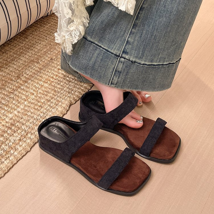 Damen elegante diagonale Riemensandalen mit komfortablem Fußbett EB