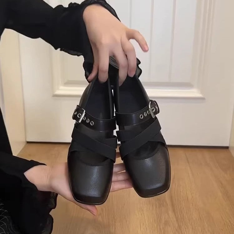 Damen Komfortable Ballerinas mit elastischen Kreuzriemen EB