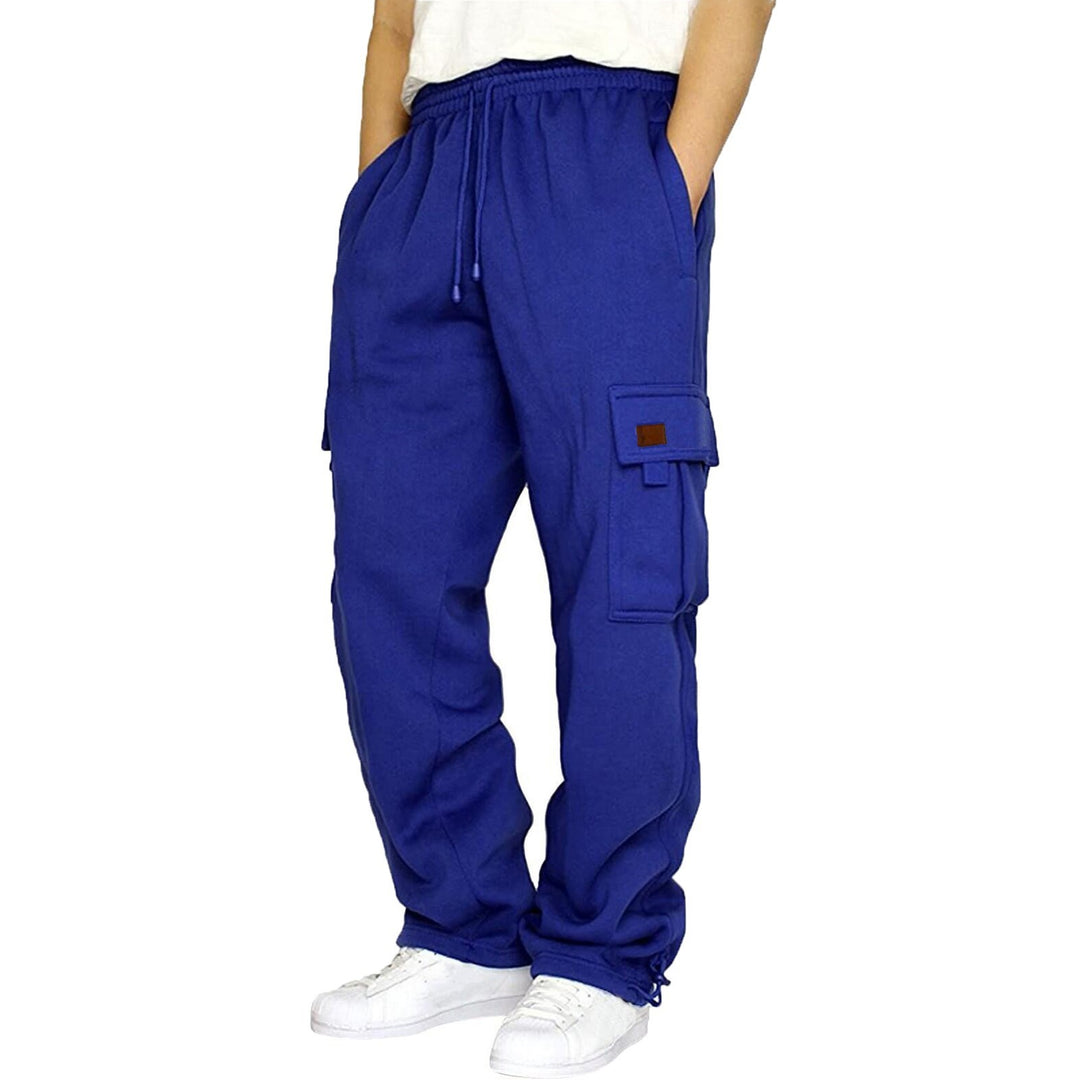 Herren nan konisch zulaufende Sweat-Cargohose mit elastischem Bund, Kordelzug und Klappentaschen EB